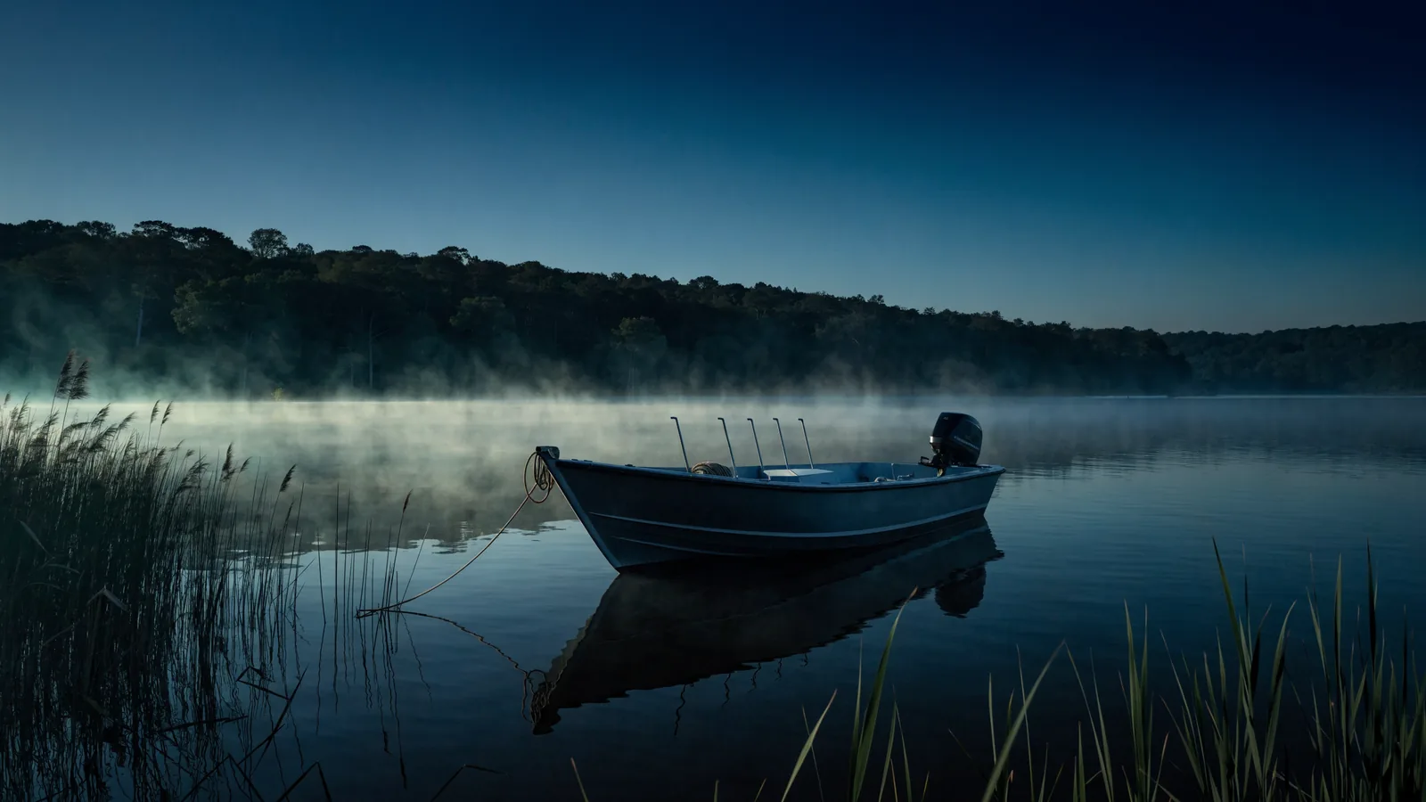 Barco de pesca con luz de mañana