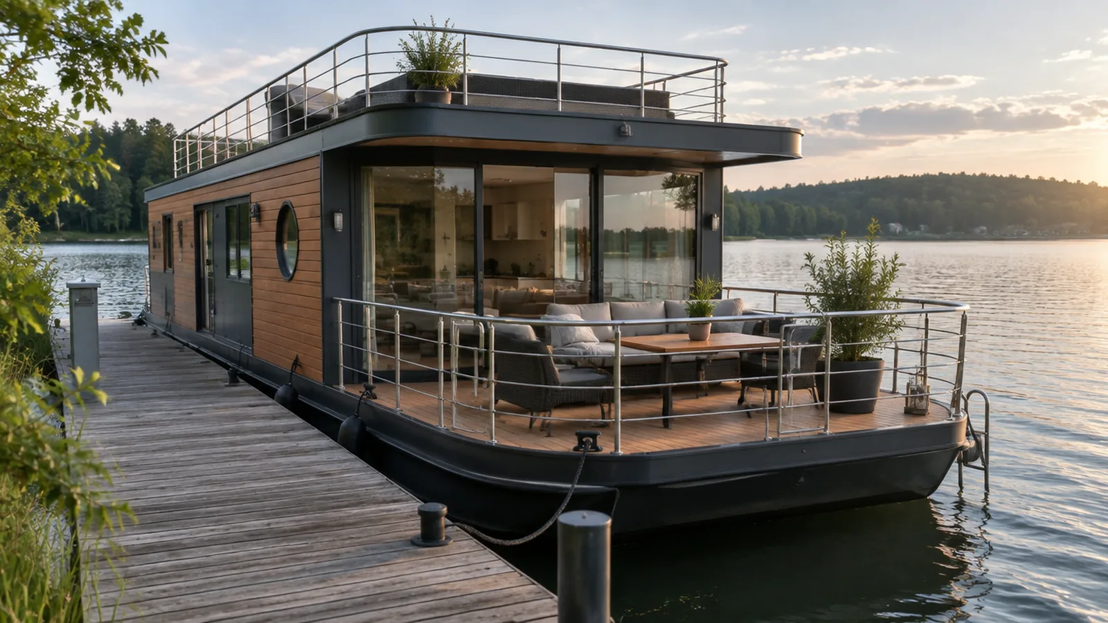 Casa flotante en el pantalán