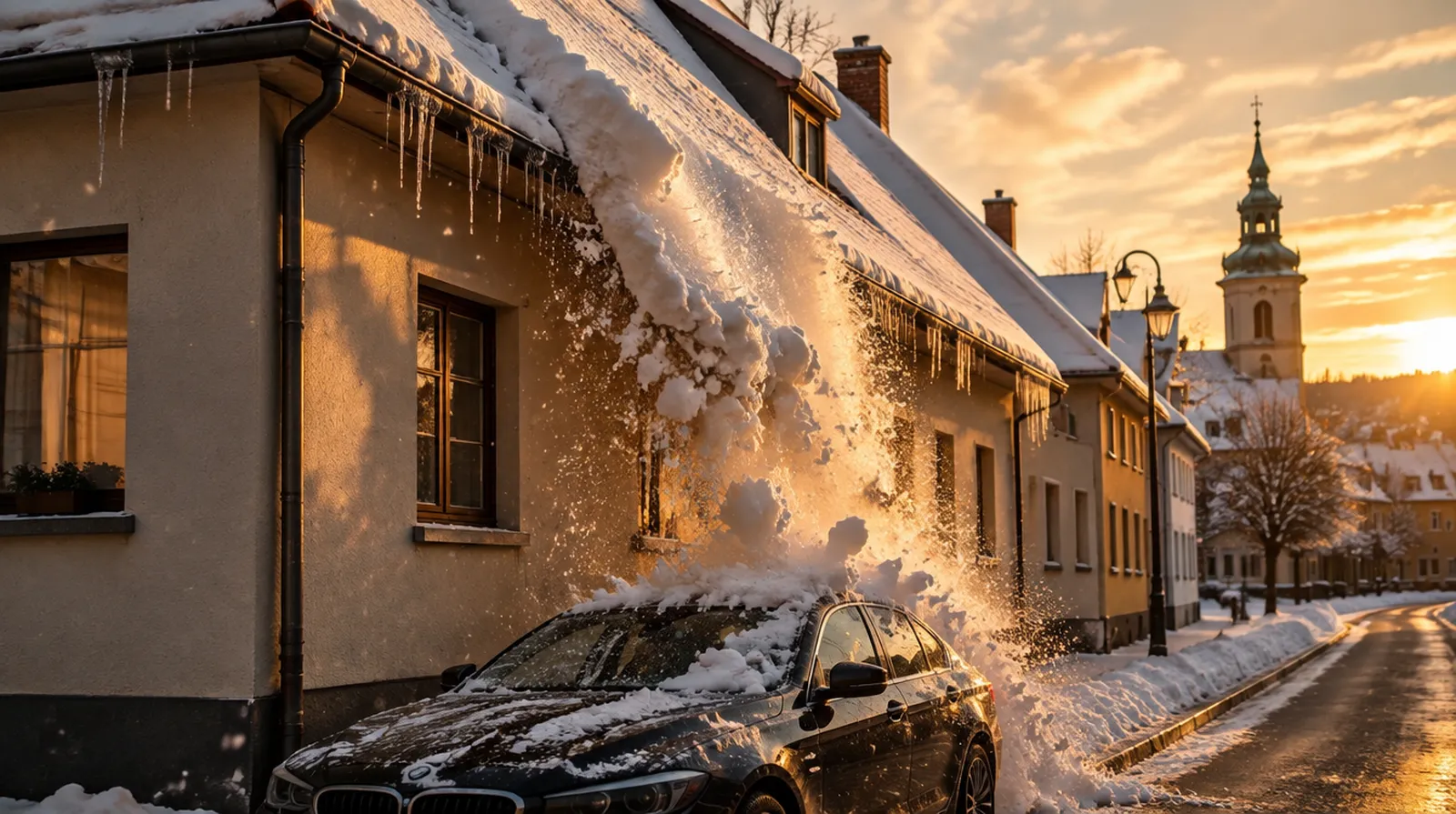 ¿Quién paga si cae nieve del tejado sobre el coche?
