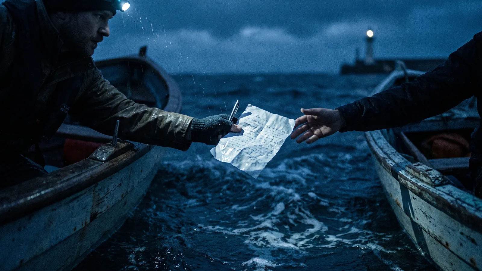 Documento de salvamento sobre la mesa de cartas junto a la radio VHF
