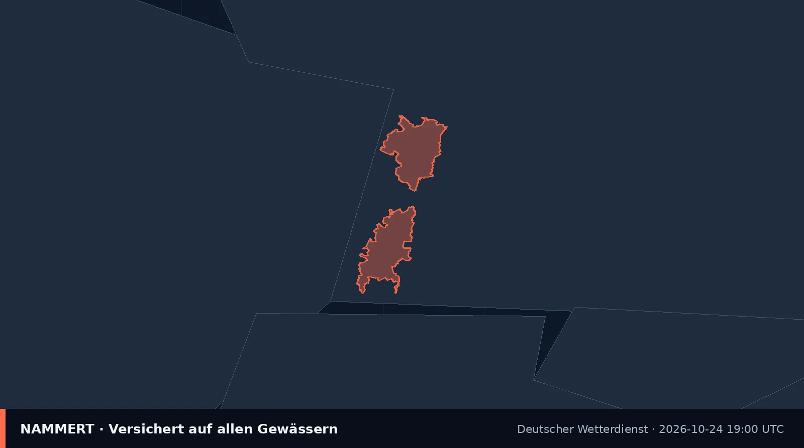 Mapa del aviso oficial en Alemania