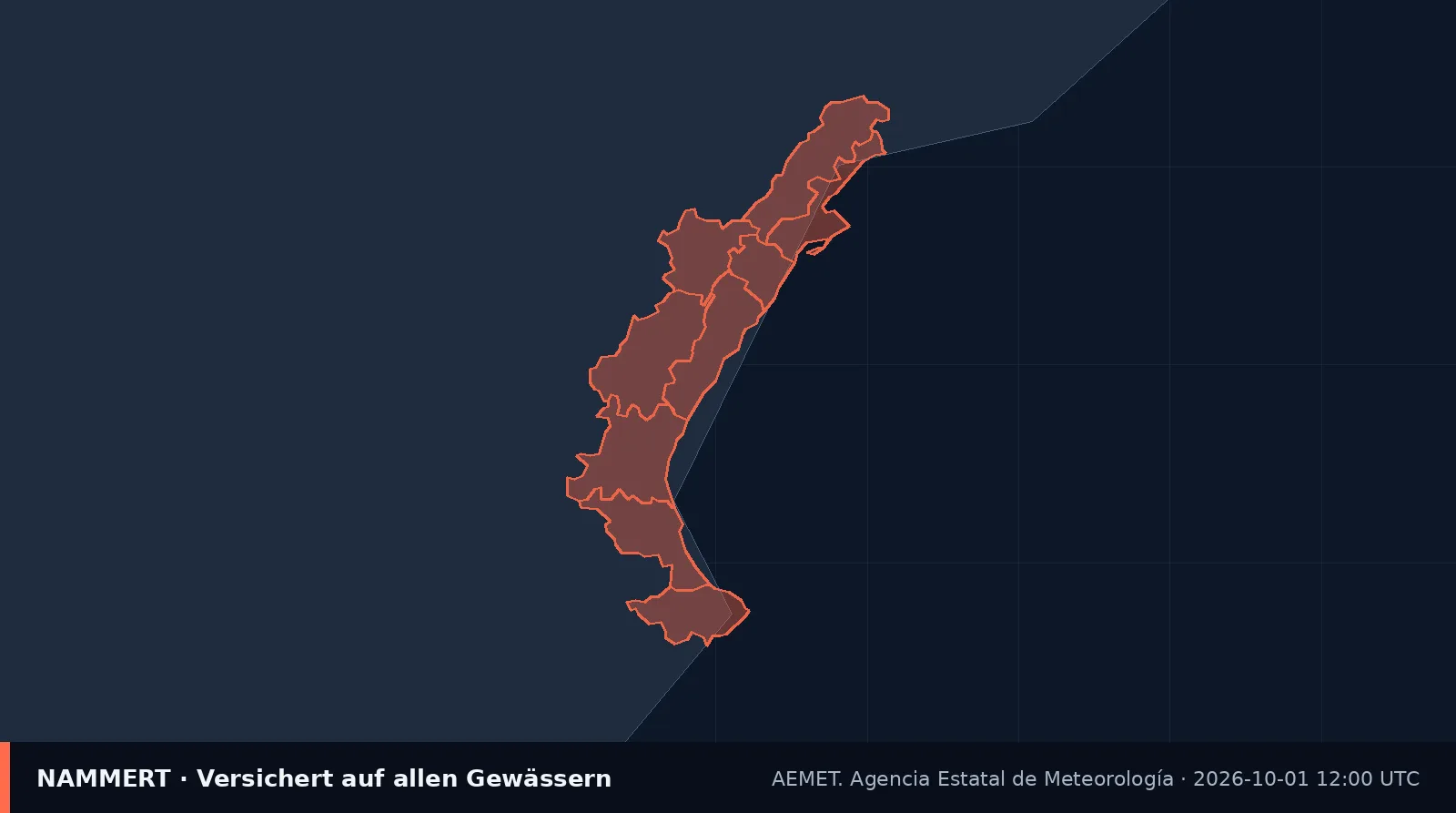 Mapa del aviso oficial en España
