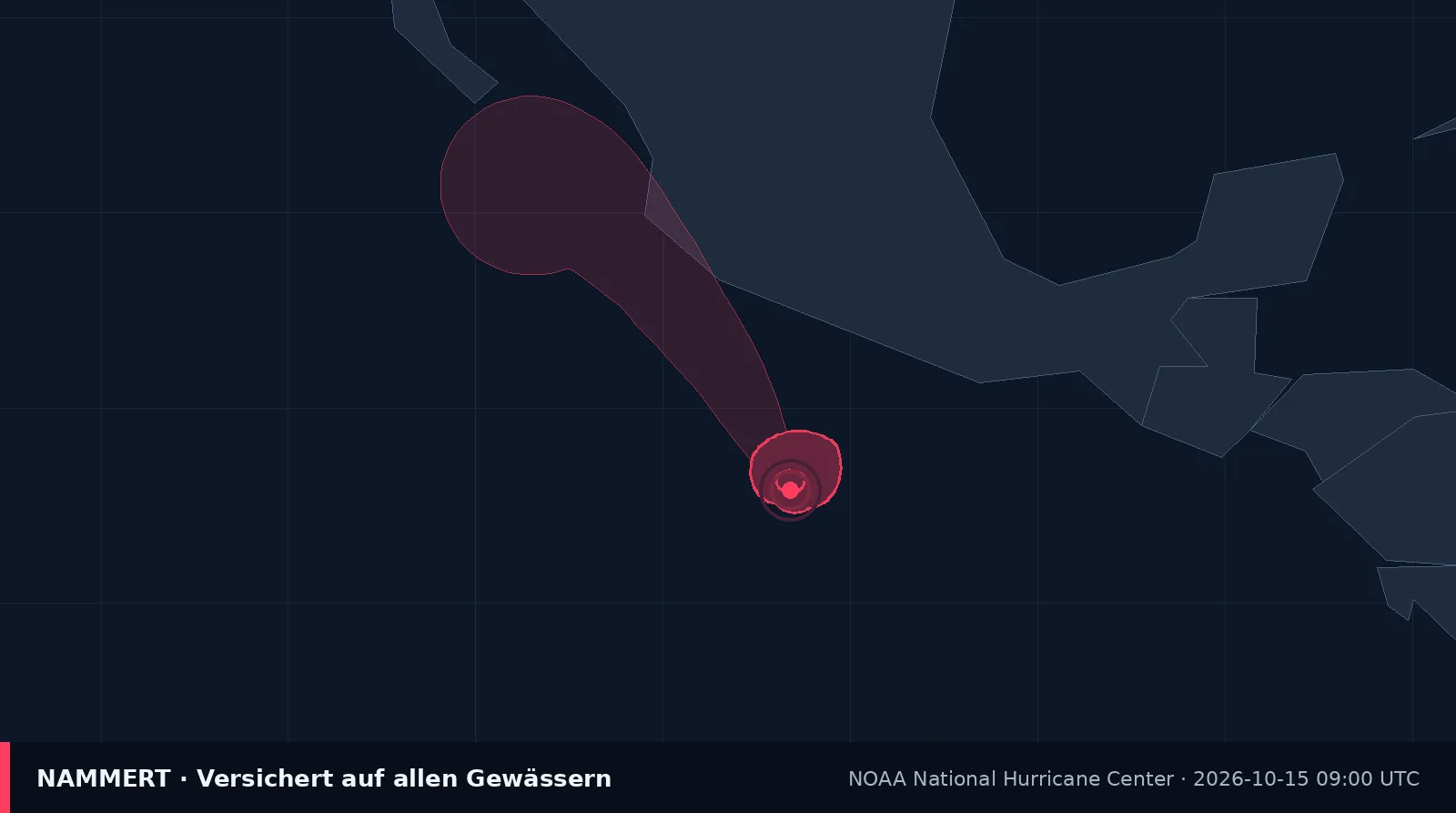 Mapa con la posición y el campo de viento de Huracán Trudy