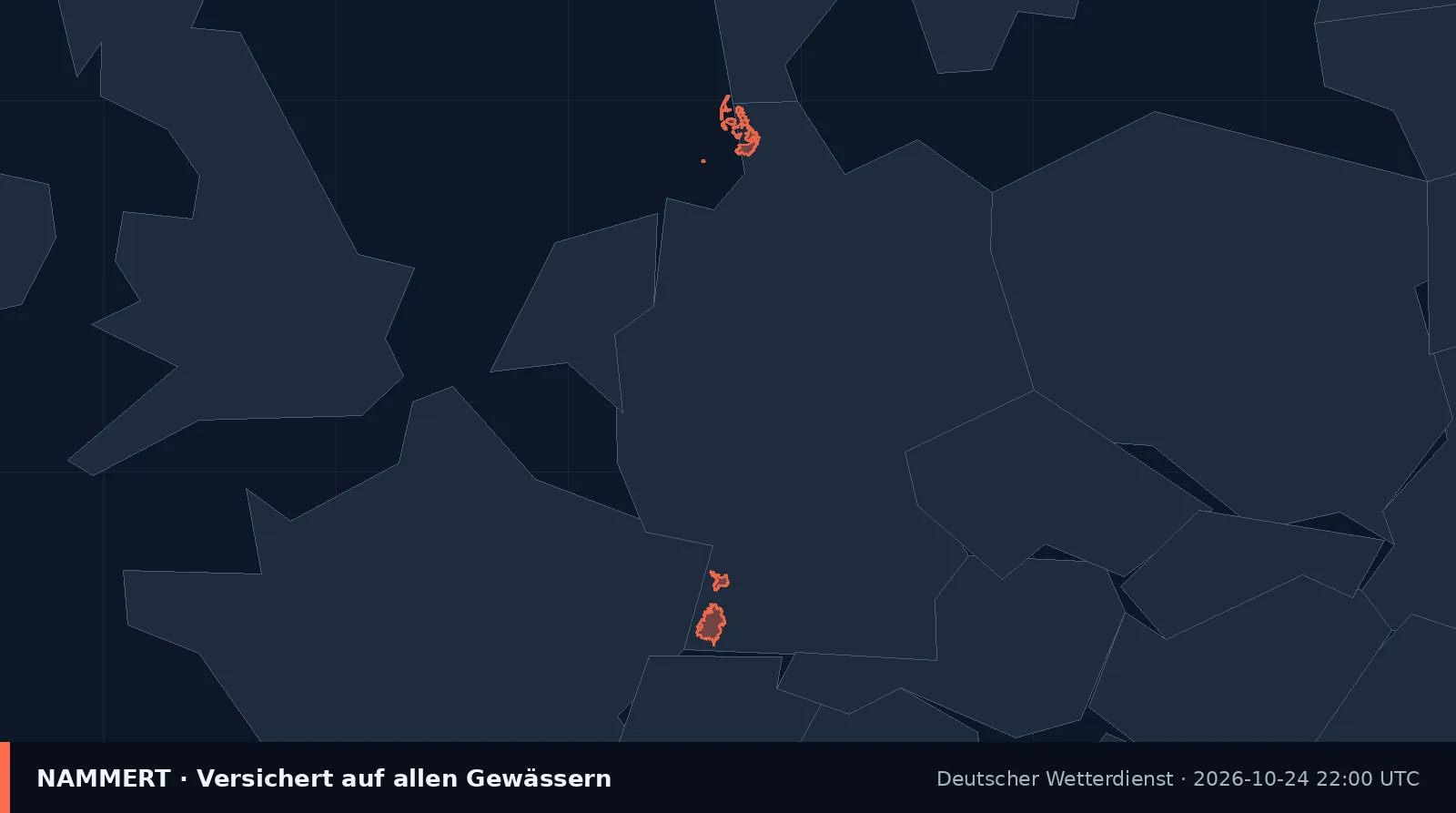 Mapa del aviso oficial en Alemania