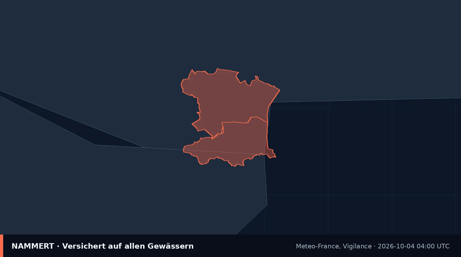 Mapa del aviso oficial en Francia