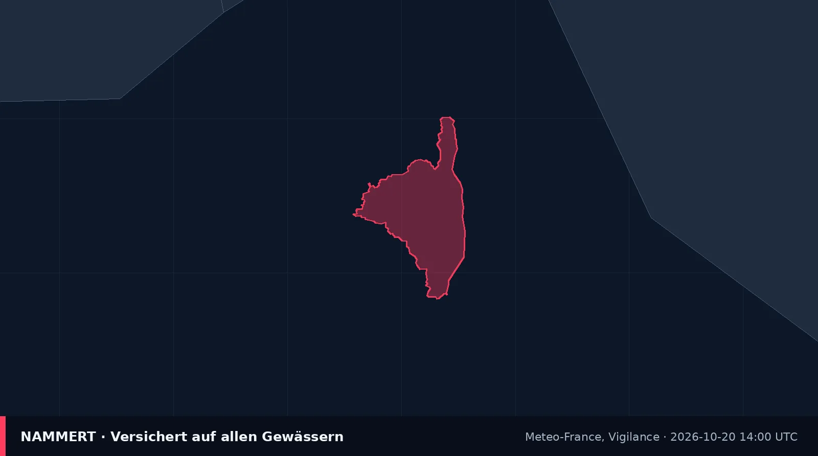 Mapa del aviso oficial en Francia