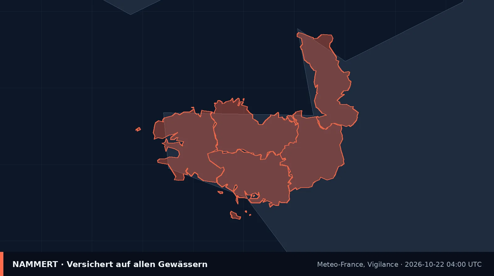 Mapa del aviso oficial en Francia