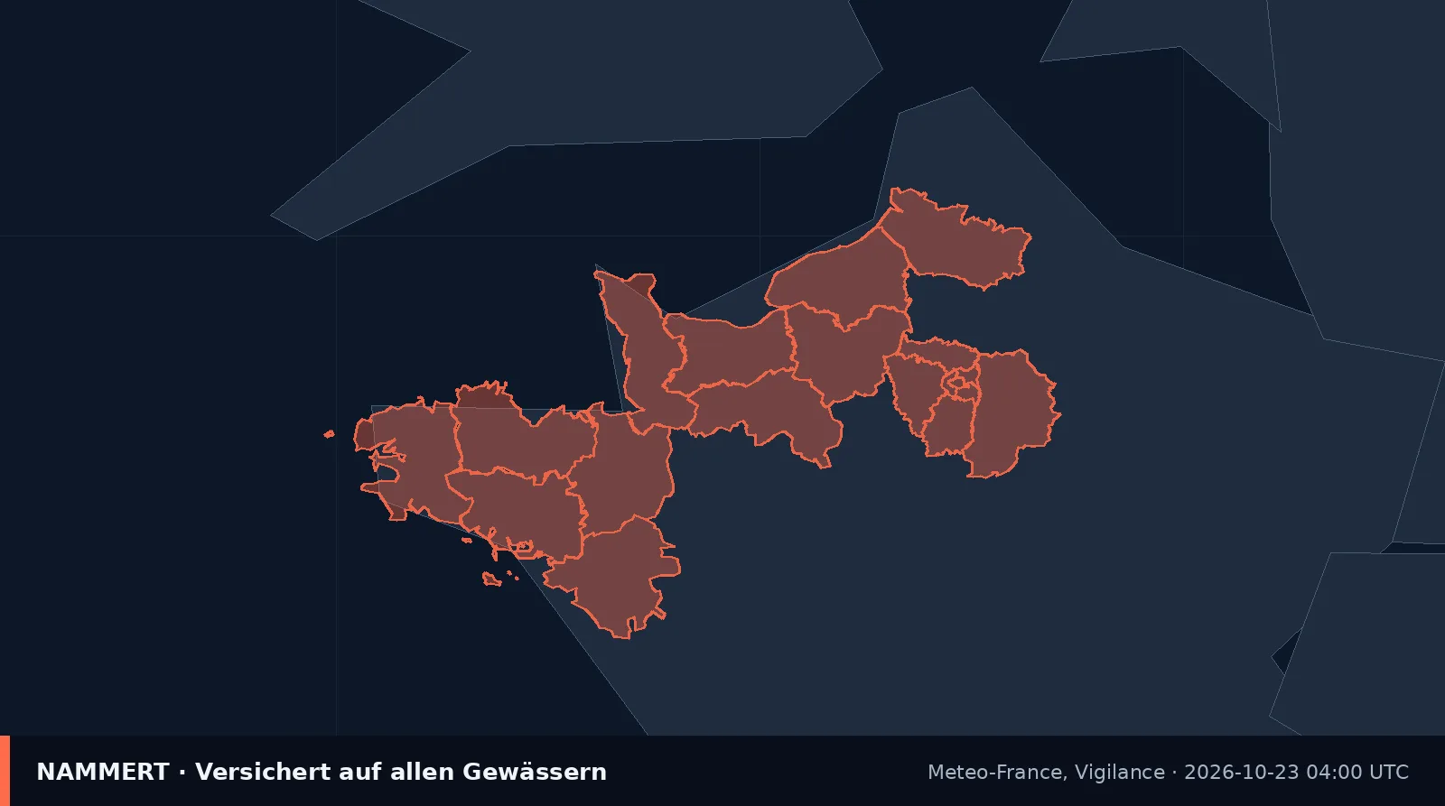 Mapa del aviso oficial en Francia