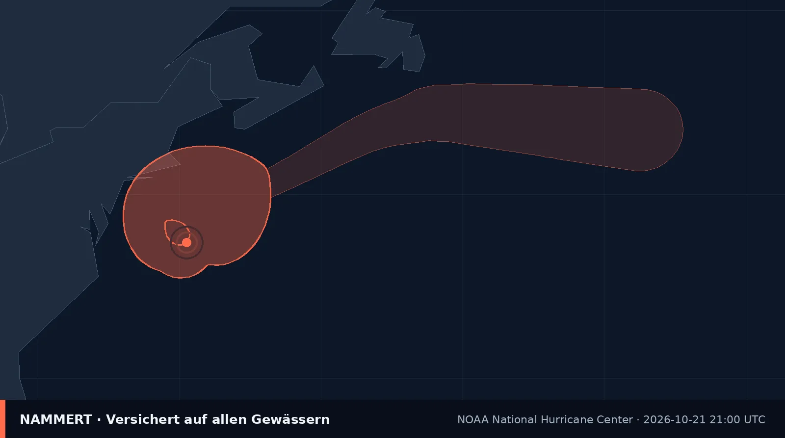 Mapa con la posición y el campo de viento de Tormenta subtropical Josephine