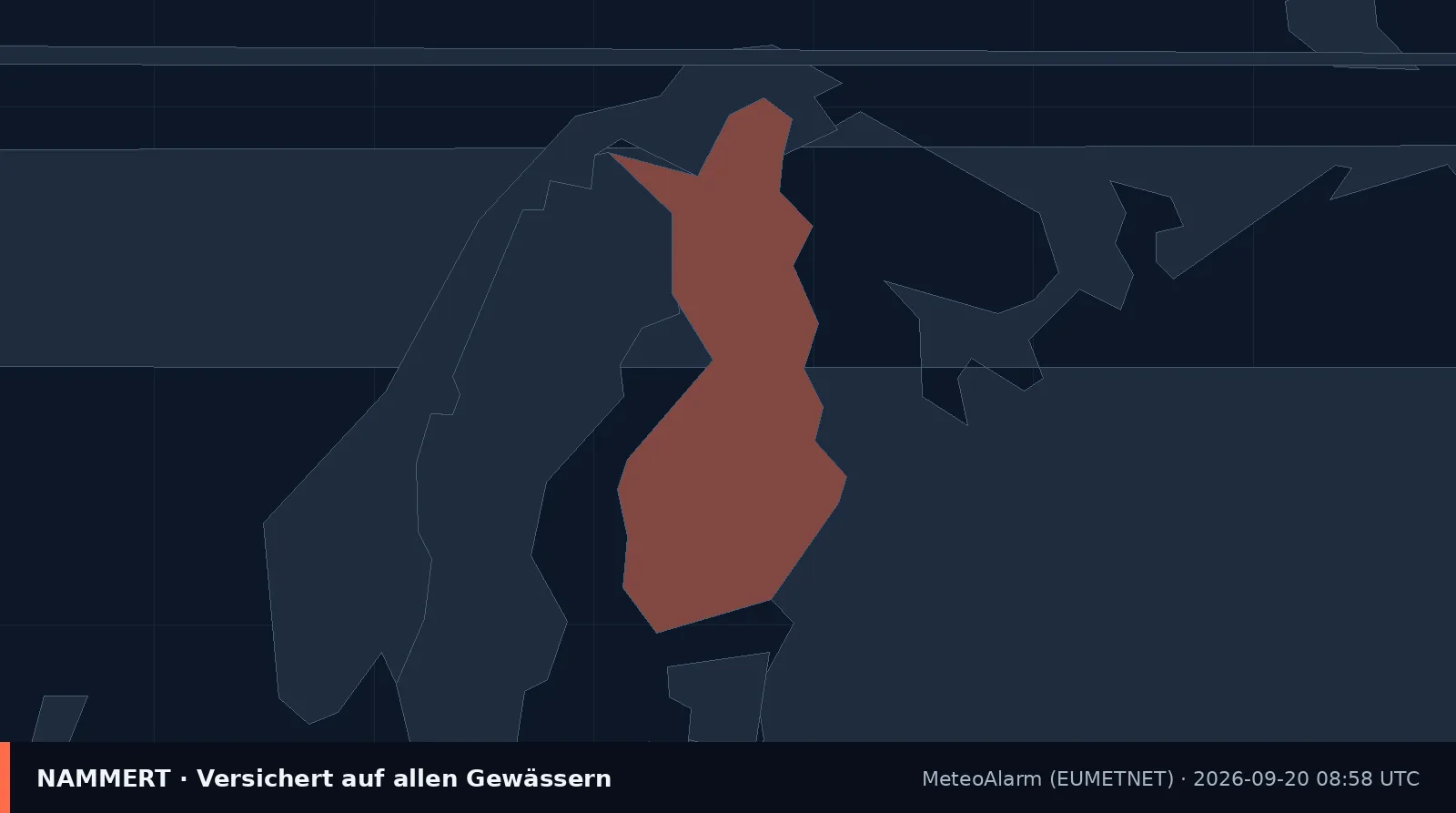 Mapa del aviso oficial en Finlandia